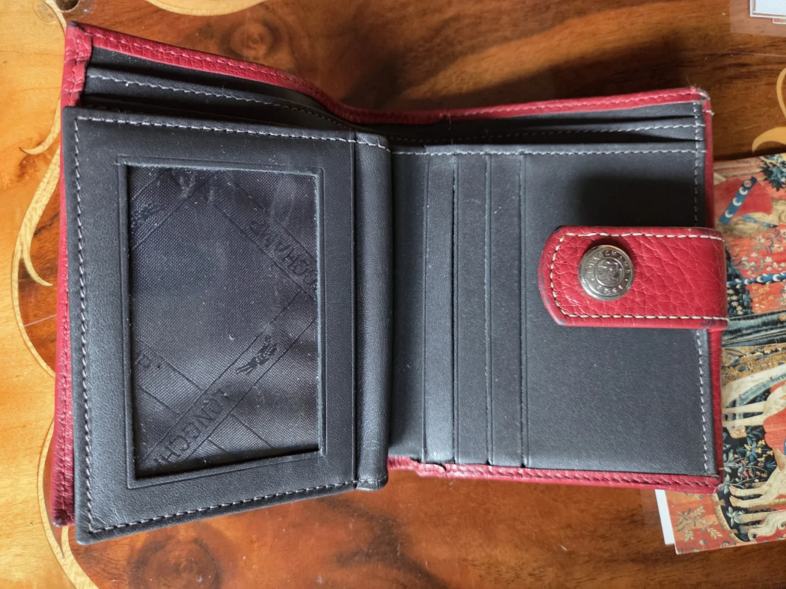 Image for Longchamp Le Foulonné red wallet