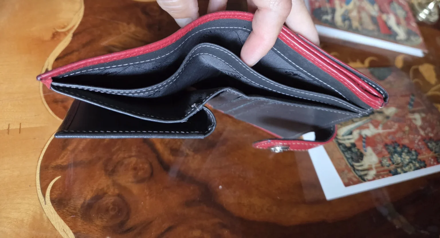 Image for Longchamp Le Foulonné red wallet