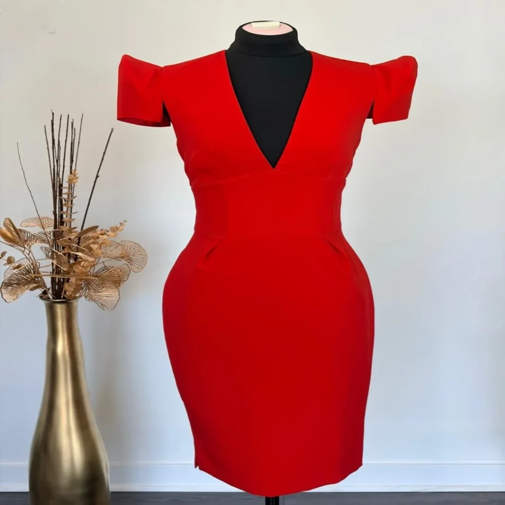 Featured image for Robe Audacieuse Écarlate au Décolleté Plongeant