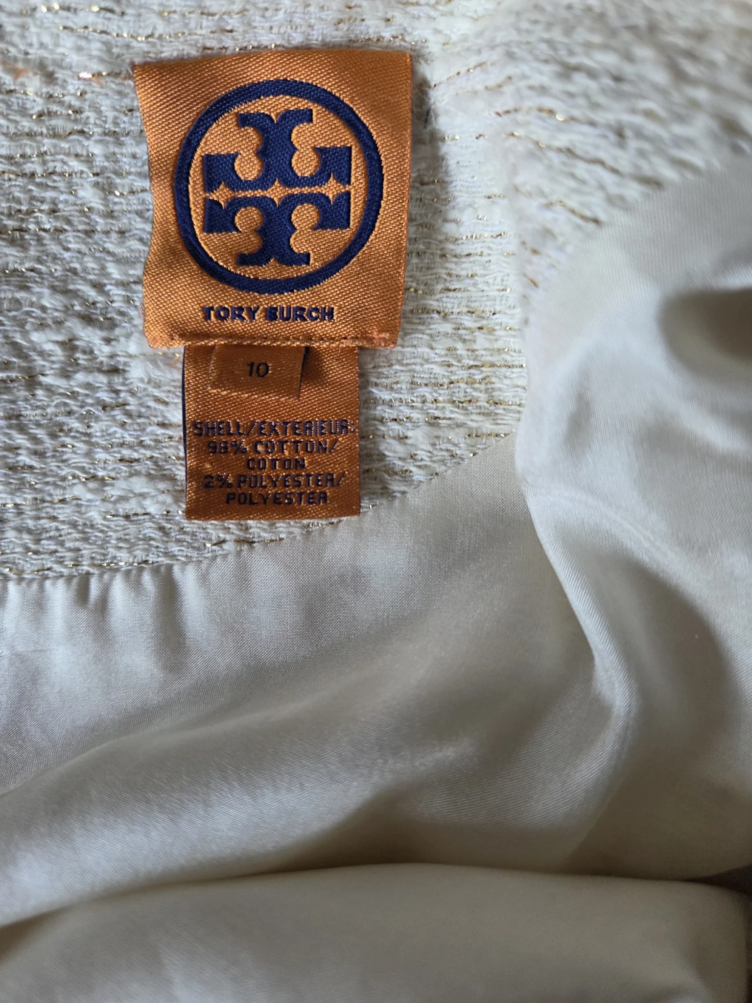 Image for Tory Burch – Stunning ivory-white dress, tweed-style