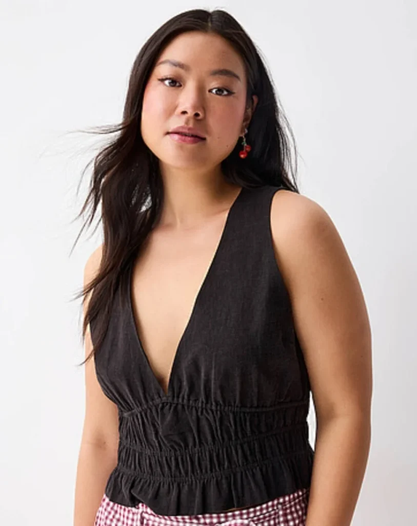 Featured image for 🌷Linen-blend camisole with smocked waist