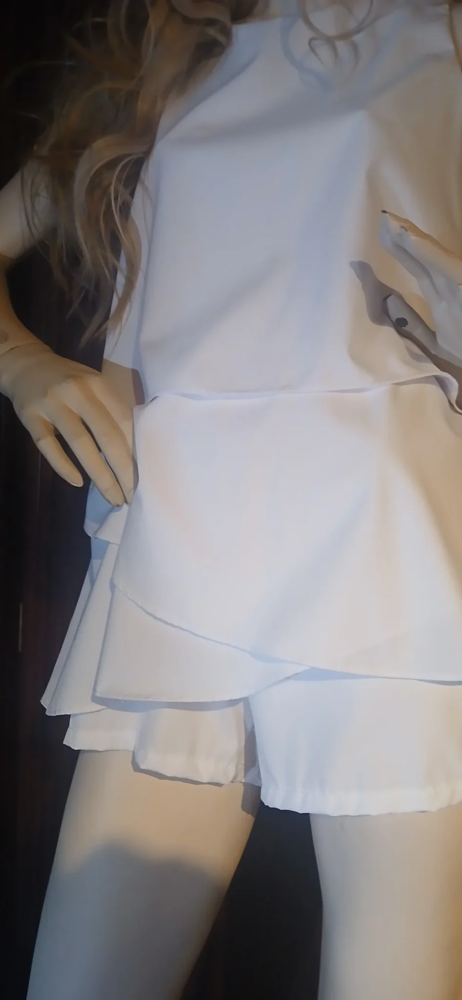 Image for One-piece outfit: white culottes skirt