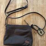 Featured thumbnail for Dooney & Bourke shoulder bag – brown nylon, leather & pink lining