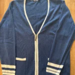 Featured thumbnail for Moffi blue and white zipped cardigan – Size M/M