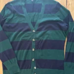 Featured thumbnail for Tommy Hilfiger green and navy striped cardigan – Size XL