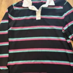 Featured thumbnail for DJAB long-sleeved rugby polo shirt by Simons – black, pink and turquoise – Size L