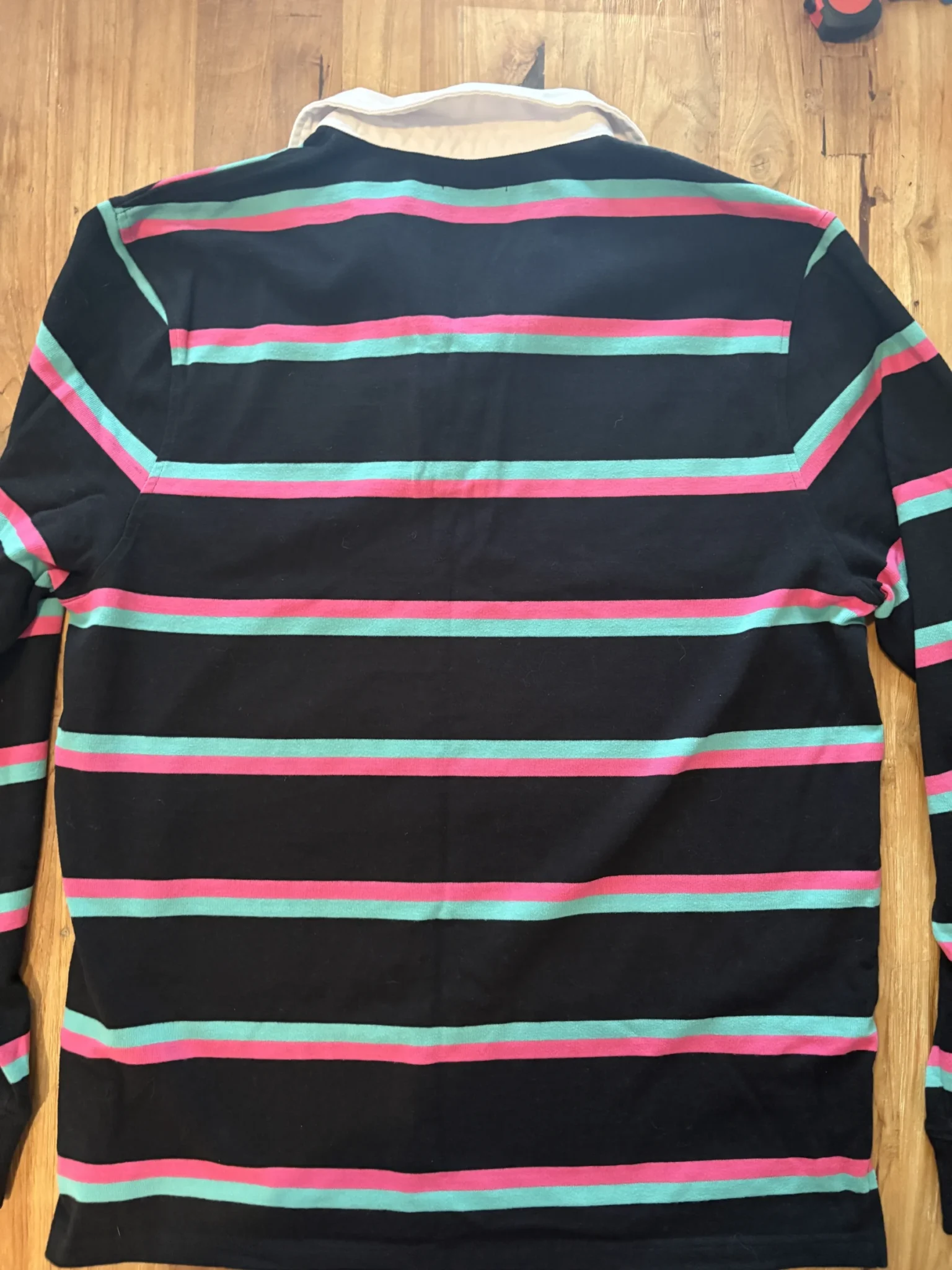 Image for DJAB long-sleeved rugby polo shirt by Simons – black, pink and turquoise – Size L