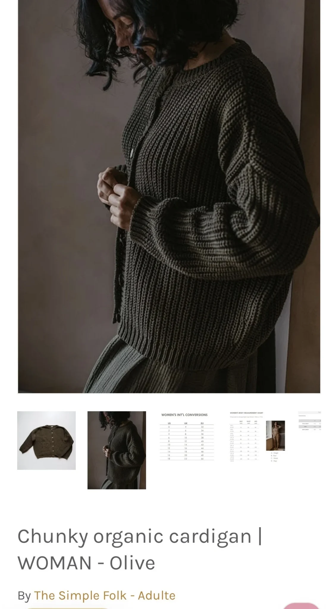 Image for The Simple Folk - Organic Chunky Cardigan