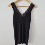 Thumbnail for High-necked V-neck lace top