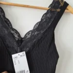 Thumbnail for High-necked V-neck lace top