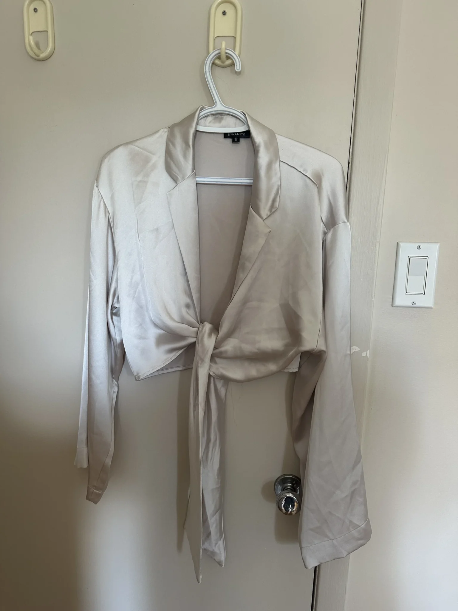 Featured image for Crop top with flared sleeves in satin