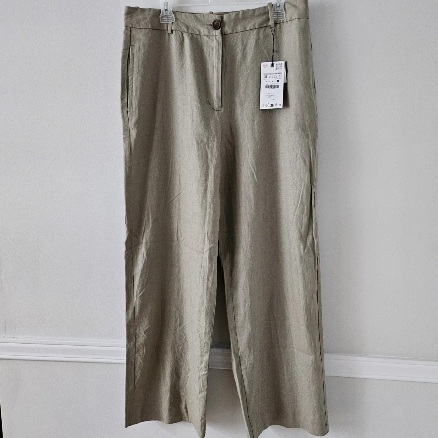 Image for Straight-leg linen trousers