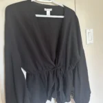 Thumbnail for Tie-front cardigan with flared sleeves