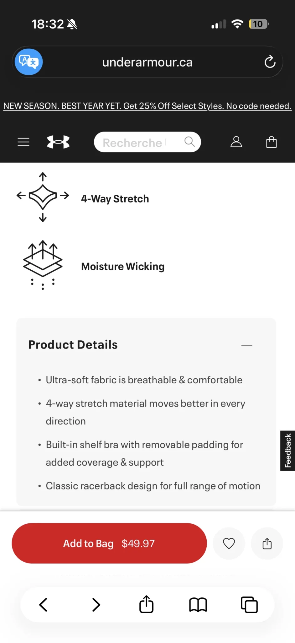 Image for Camisole Under Armour avec soutien intégré