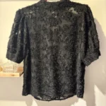 Featured thumbnail for Icon — Black sheer jumper with embossed pattern — L