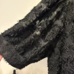 Thumbnail for Icon — Black sheer jumper with embossed pattern — L