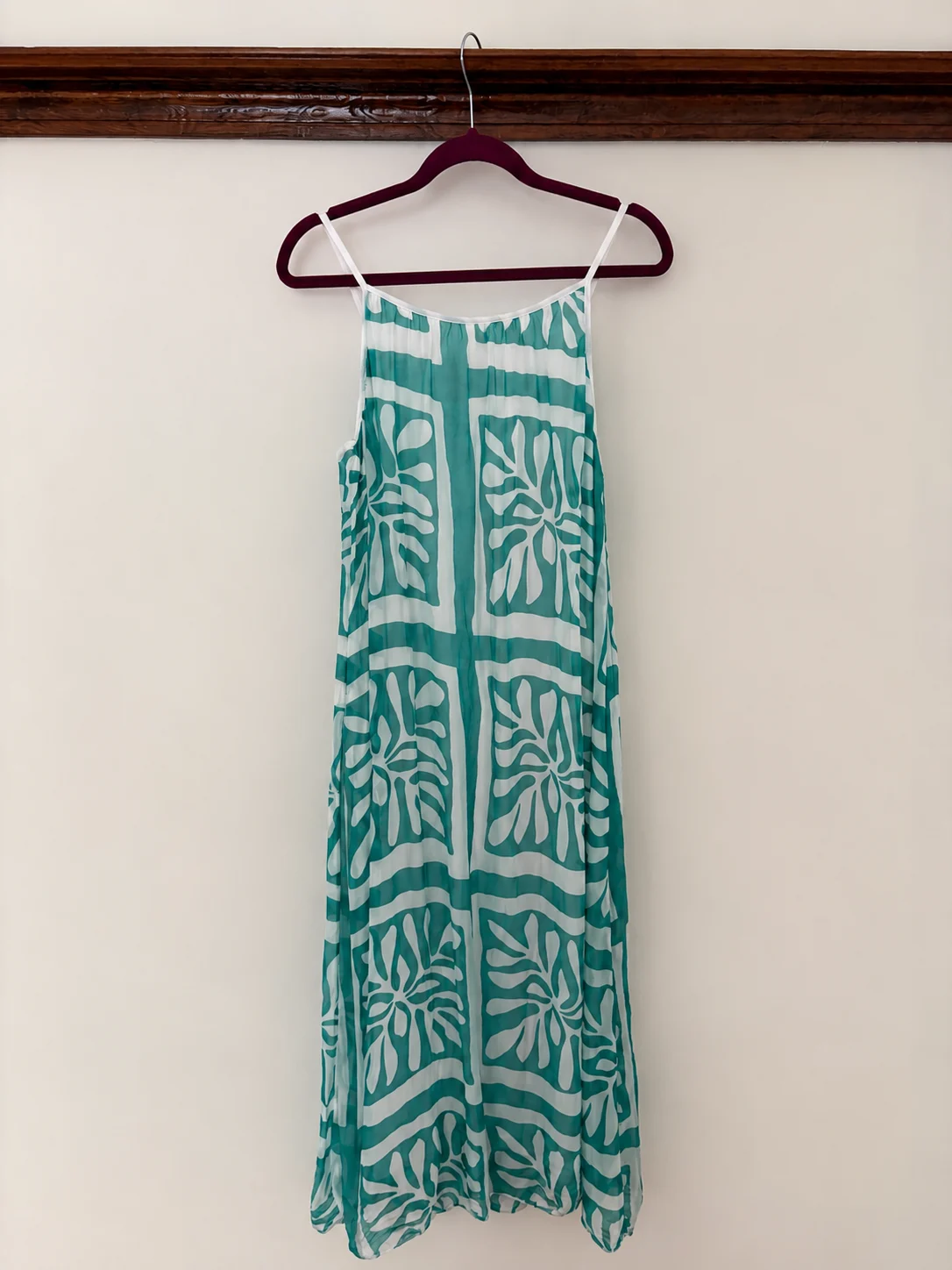 Vianova Italy Style —  Soie/ viscose - Robe longue turquoise et blanche — M/M *Autre seconde main