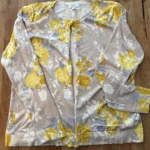 Featured thumbnail for Charter Club — Beige, yellow and grey floral cardigan — XL