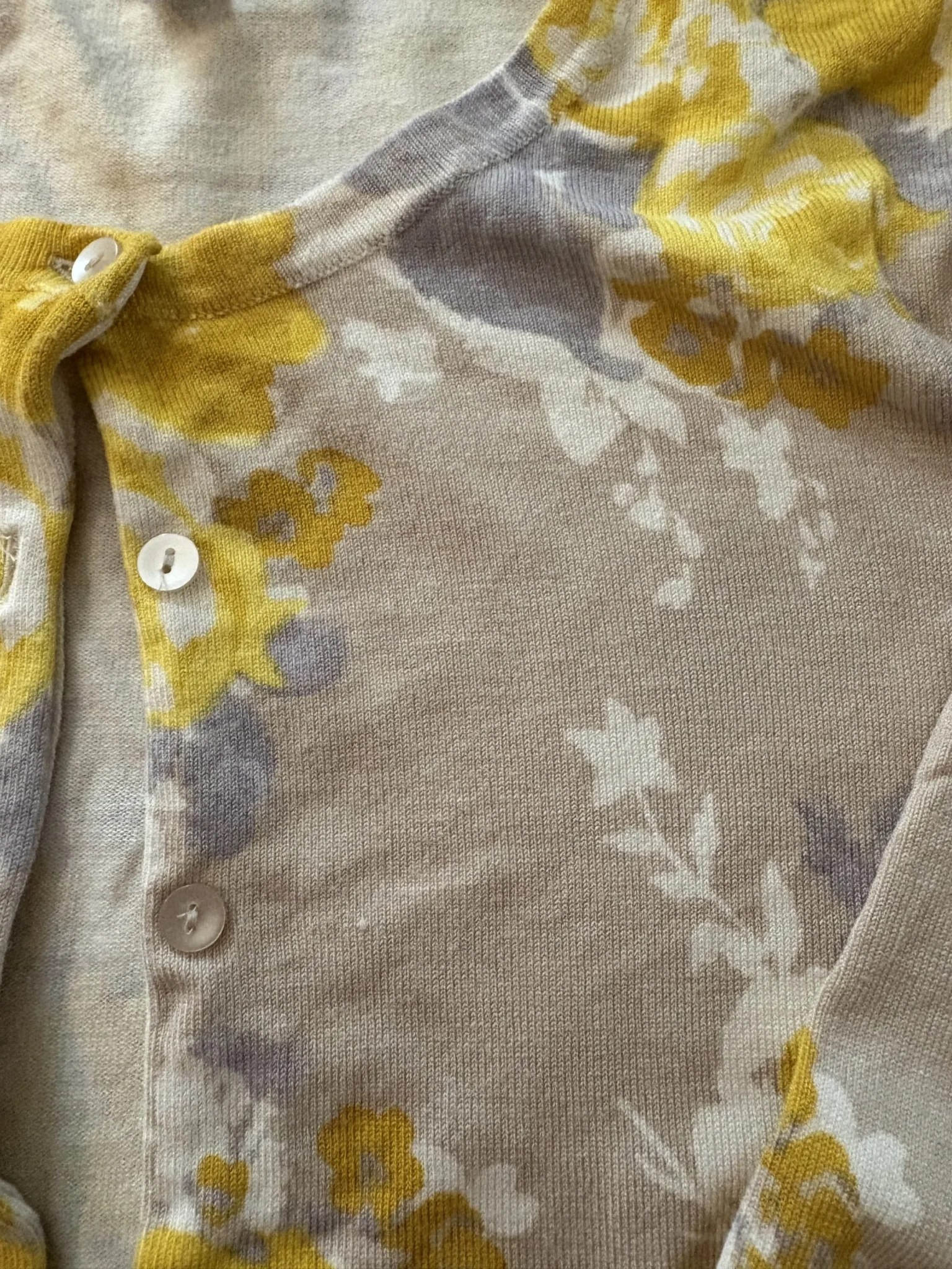 Image for Charter Club — Beige, yellow and grey floral cardigan — XL