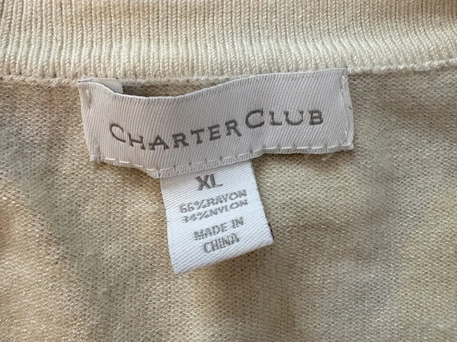 Image for Charter Club — Beige, yellow and grey floral cardigan — XL