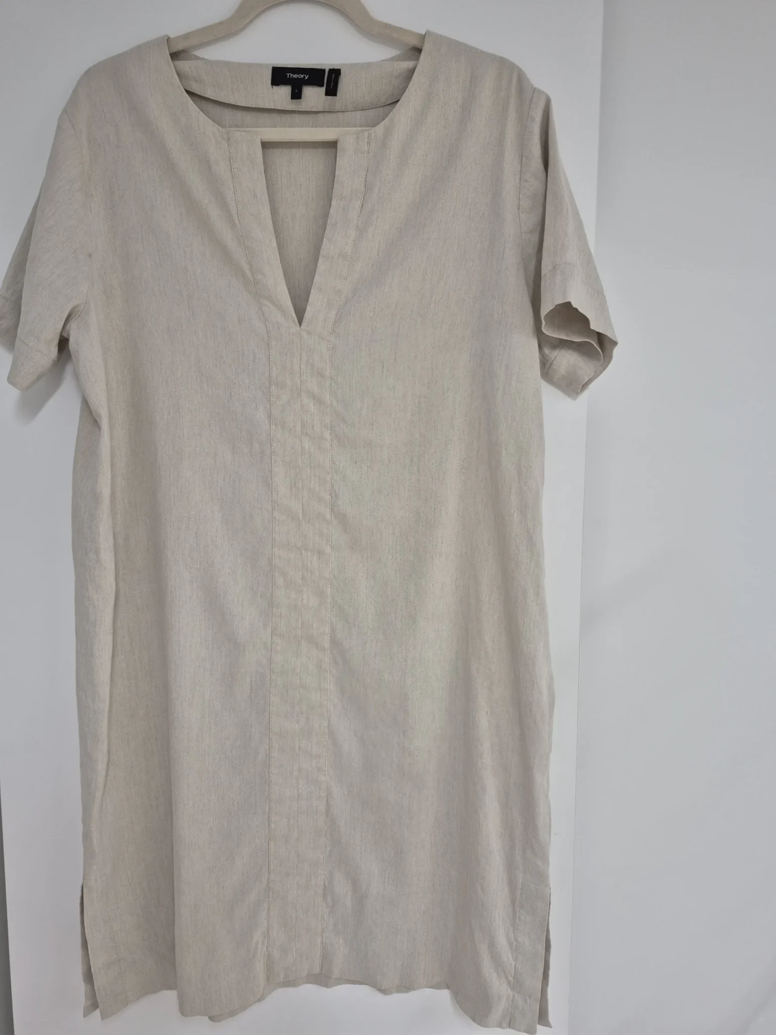 Featured image for Robe tunique Theory « Stretch Linen » beige – Taille Large