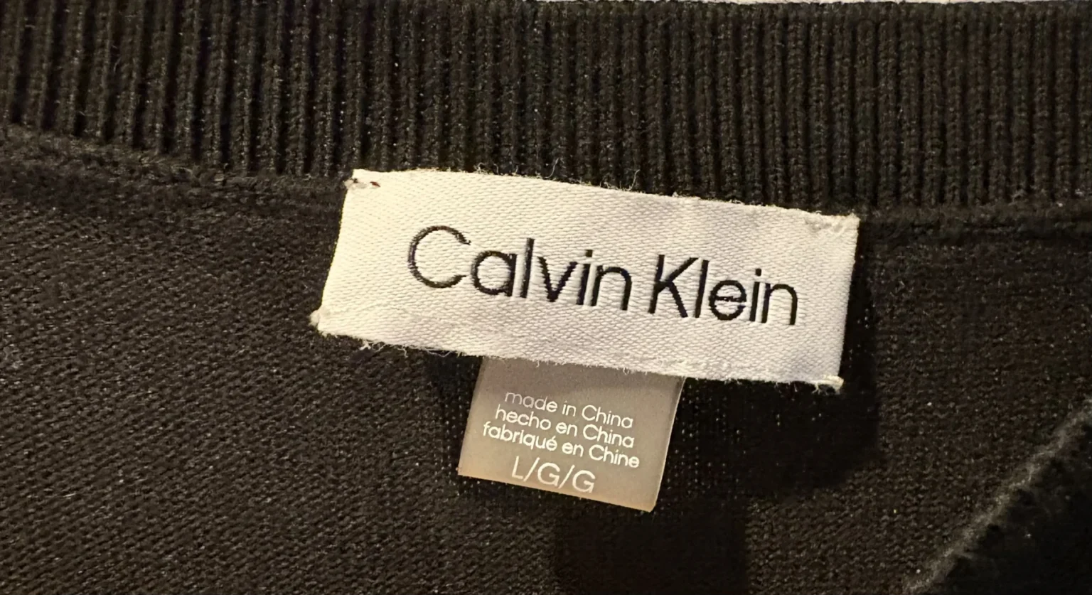 Image for Black Calvin Klein dress with sheer sleeves – size L