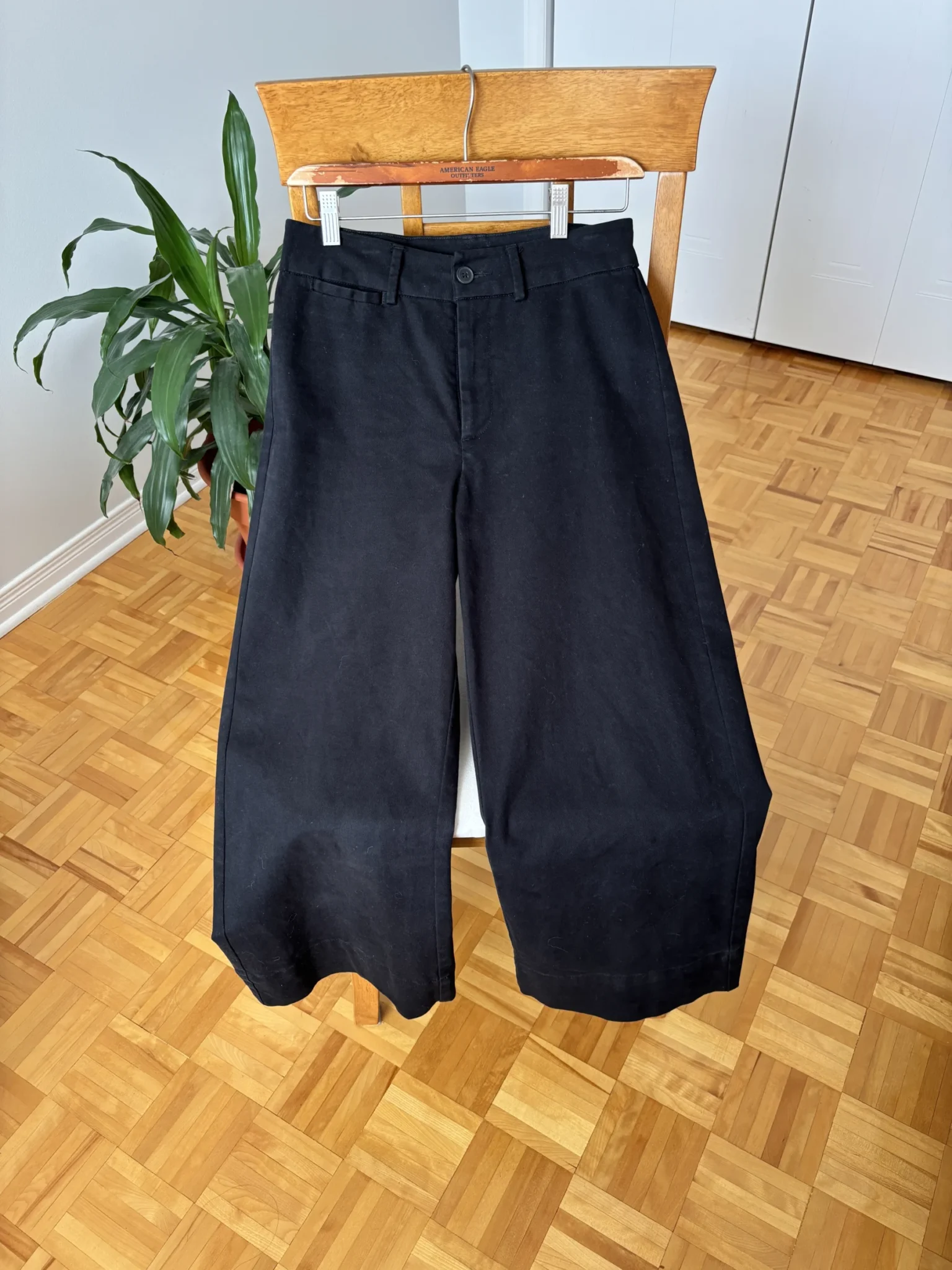 Image for Pantalon Frank & Oak taille haute à jambes larges — Noir, taille 6