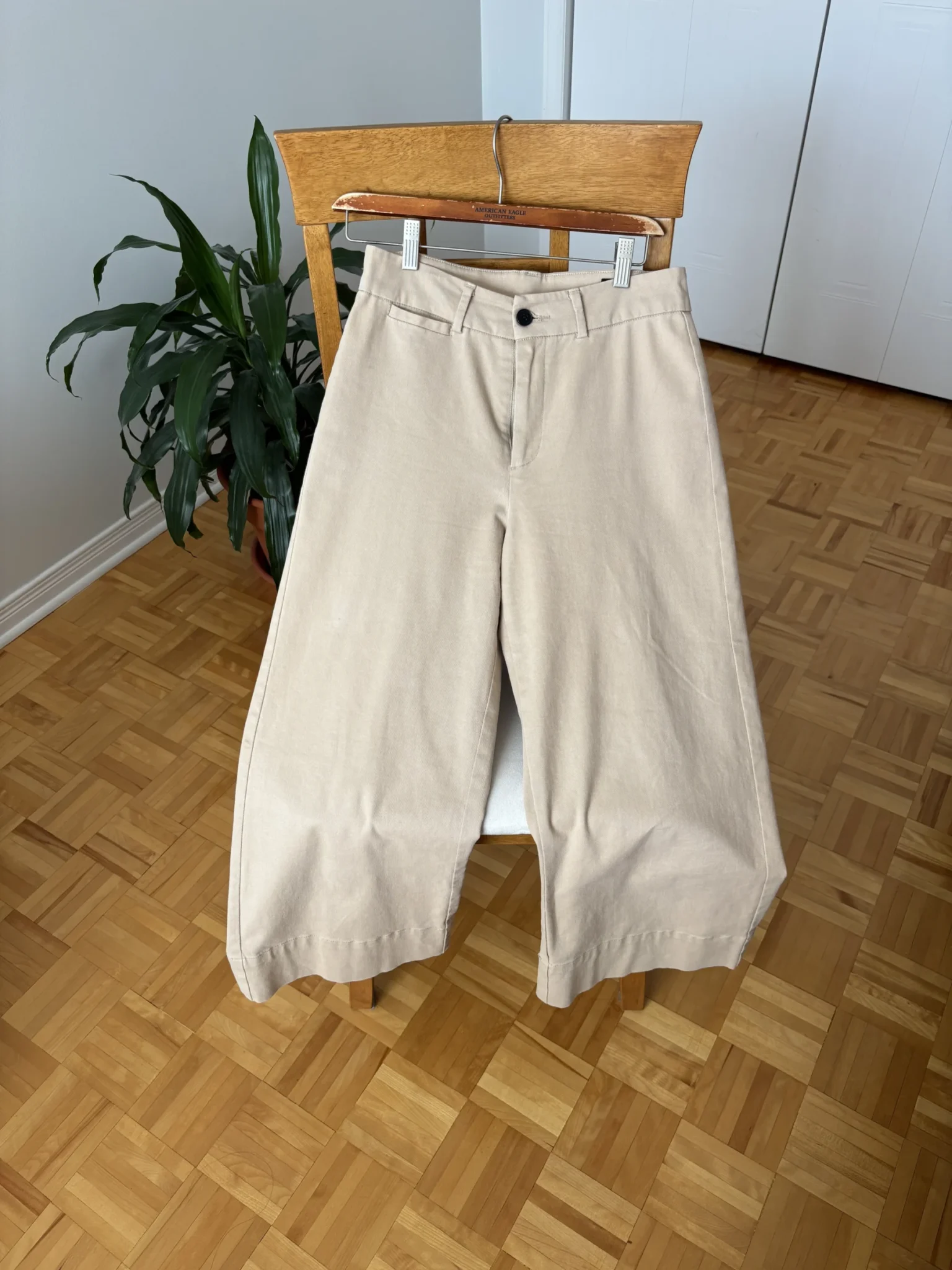 Featured image for Pantalon Frank and Oak taille haute à jambes larges — Beige, taille 6