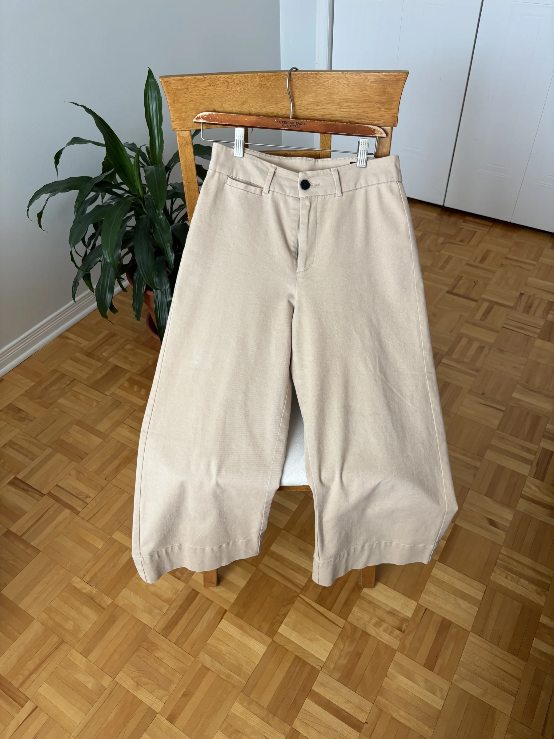 Pantalon Frank and Oak taille haute à jambes larges — Beige, taille 6 Frank and Oak seconde main
