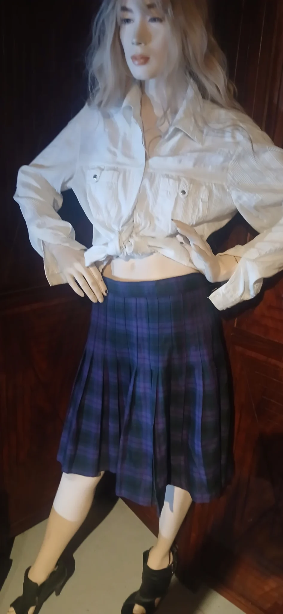 Featured image for Jupe à carraux mauve