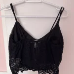 Thumbnail for Lace-style knitted crop top