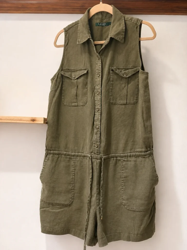Featured image for Lauren Ralph Lauren linen playsuit – khaki/olive – Size 16