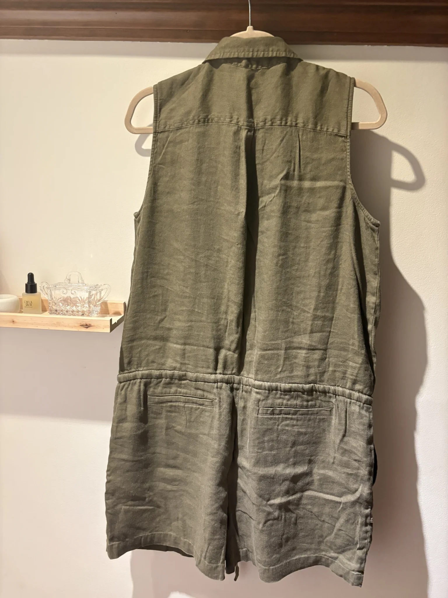 Image for Lauren Ralph Lauren linen playsuit – khaki/olive – Size 16