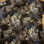 Thumbnail for Black polo shirt with abstract graphic patterns – size L