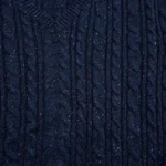Thumbnail for Hudson North XL navy blue speckled cable-knit jumper – V-neck jumper