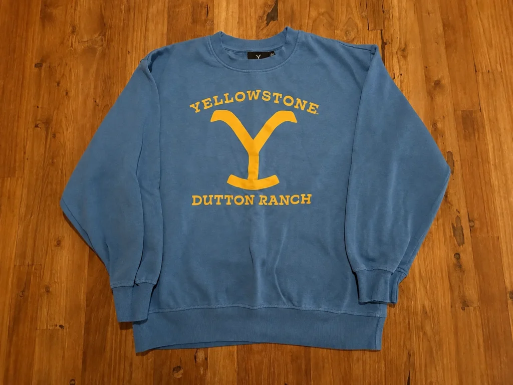 Featured image for Yellowstone Dutton Ranch blue crew-neck jumper – Size L