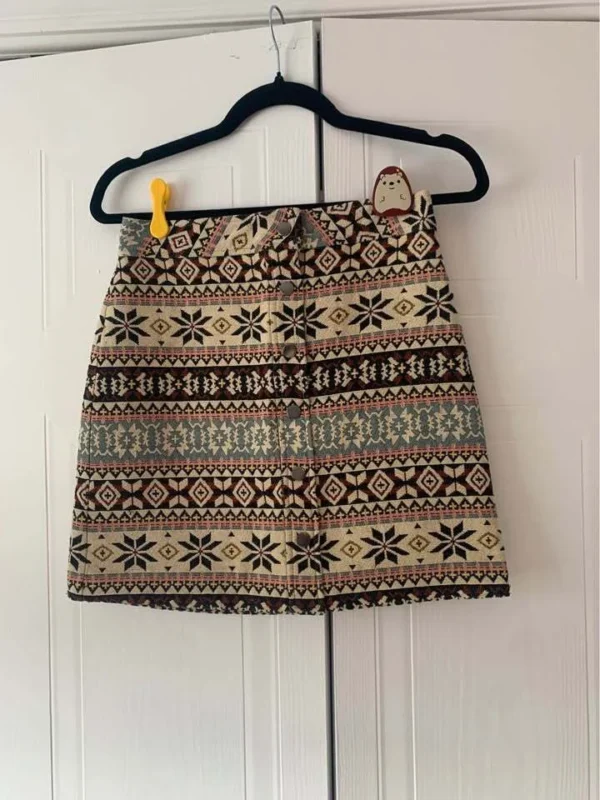 Featured image for Geometric Jacquard Snap Front Mini Skirt