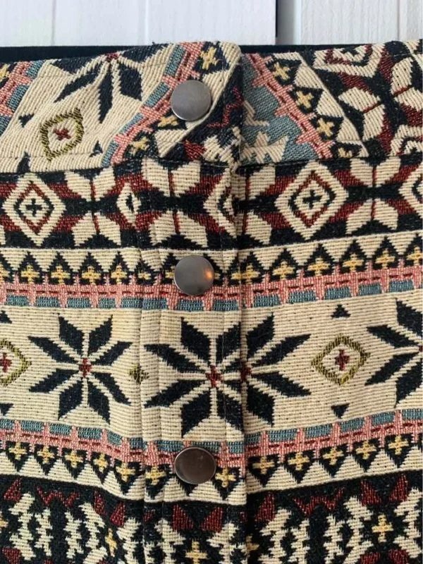 Image for Geometric Jacquard Snap Front Mini Skirt