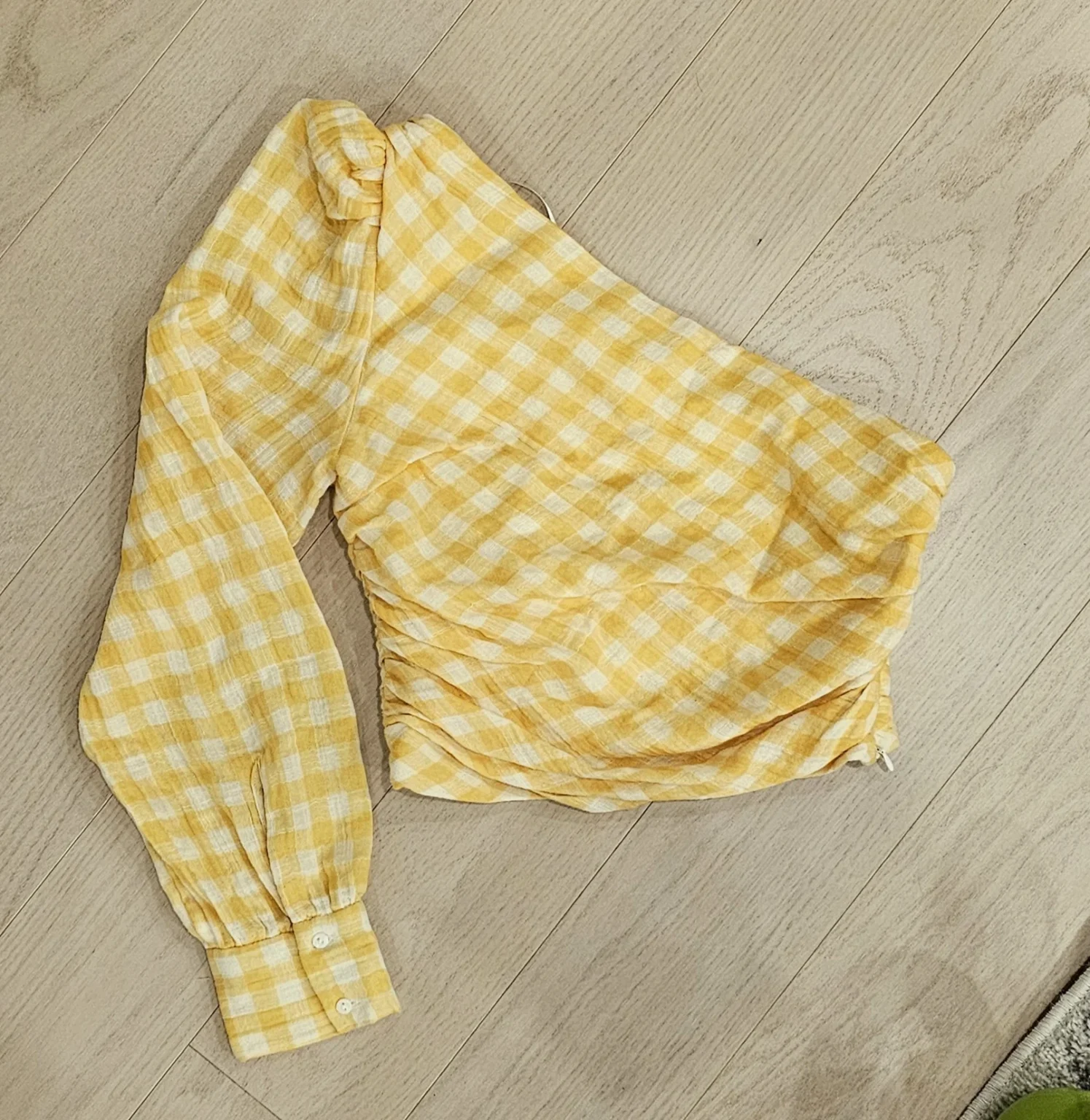 Image for Neuf Zara Haut une manche vichy jaune