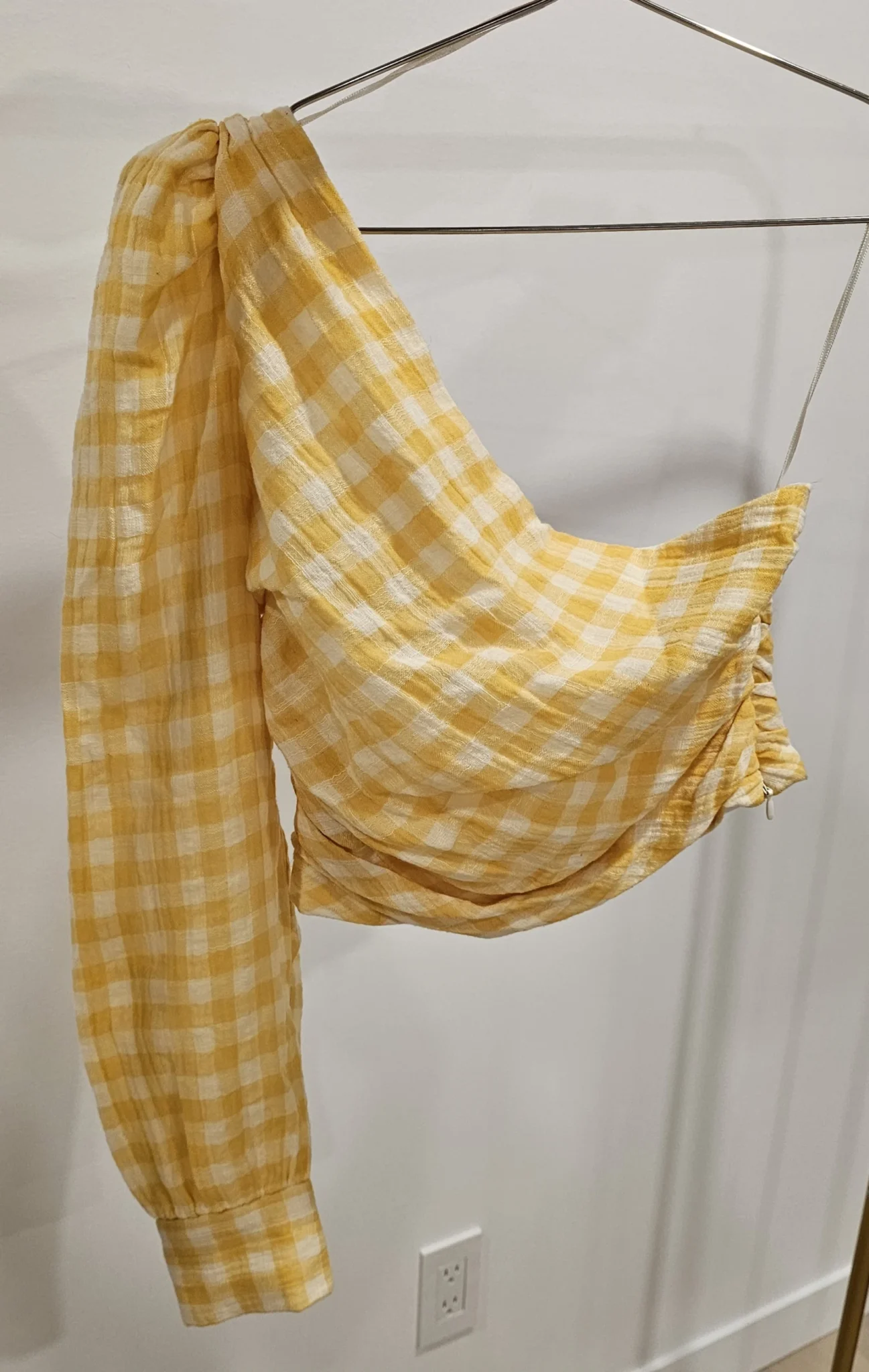 Image for Neuf Zara Haut une manche vichy jaune