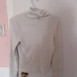 Thumbnail for White ribbed roll-neck jumper