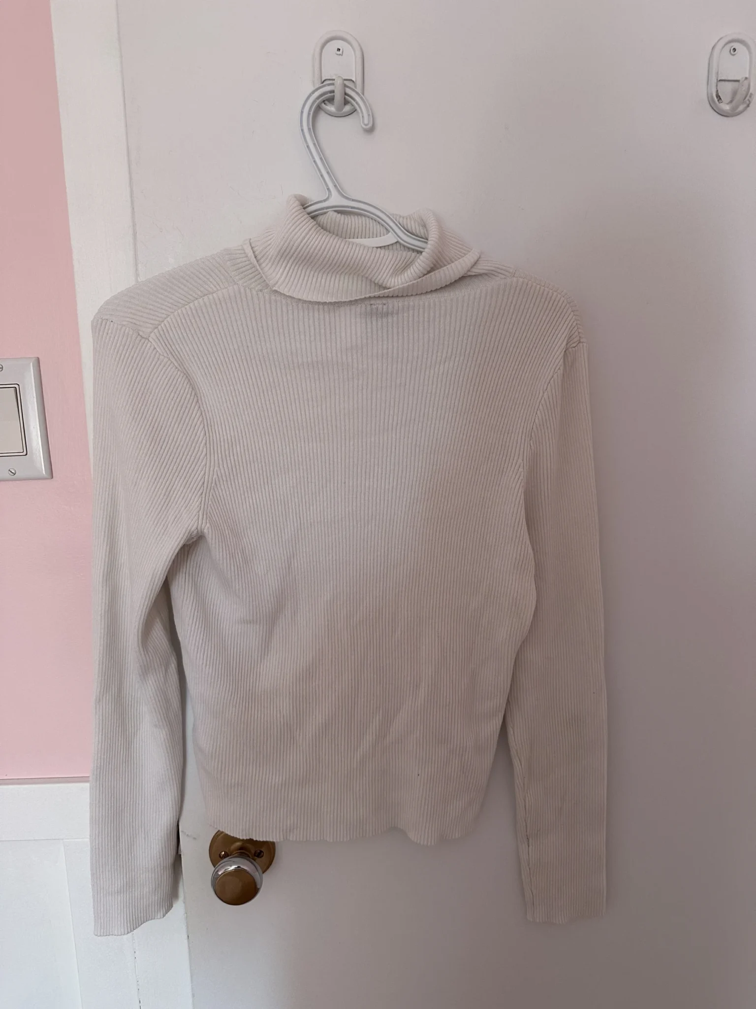 Image for White ribbed roll-neck jumper