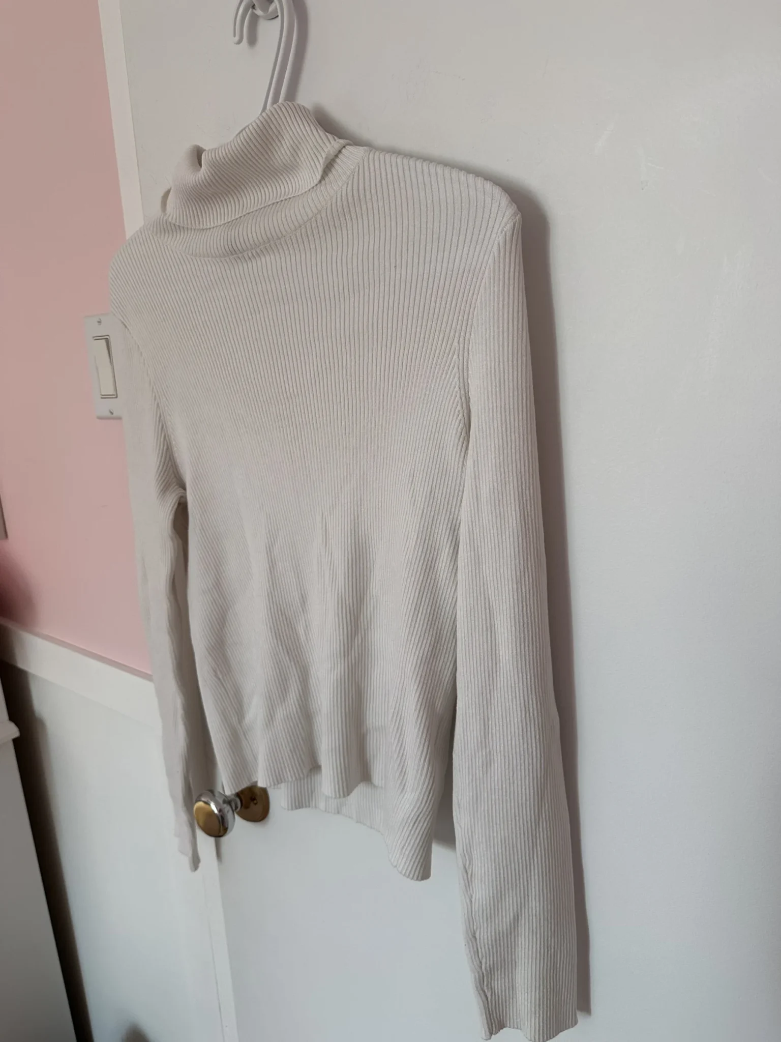 Image for White ribbed roll-neck jumper