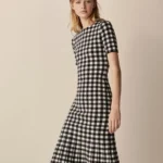 Featured thumbnail for Massimo Dutti robe mi-longue en maille Vichy noir