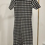 Thumbnail for Massimo Dutti robe mi-longue en maille Vichy noir