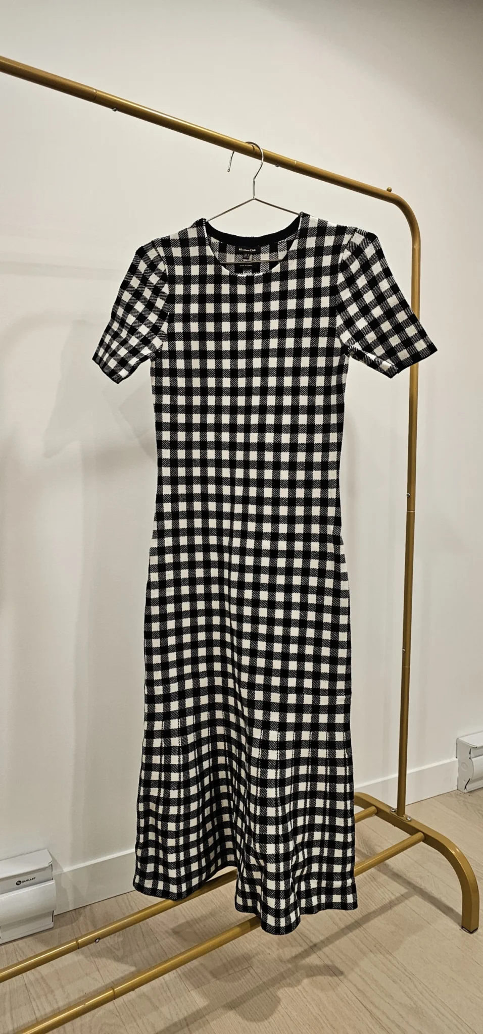 Image for Massimo Dutti robe mi-longue en maille Vichy noir