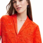 Thumbnail for Desigual Chemise à manches courtes en dentelle Rouge