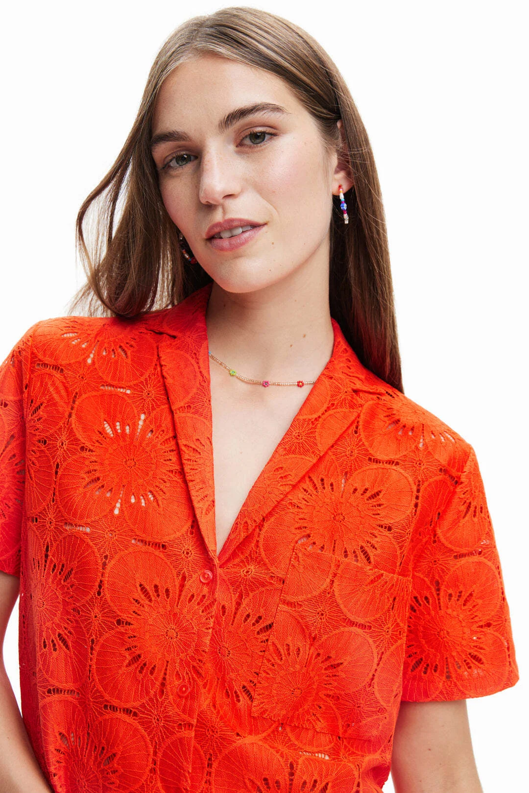 Desigual Chemise à manches courtes en dentelle Rouge Desigual seconde main