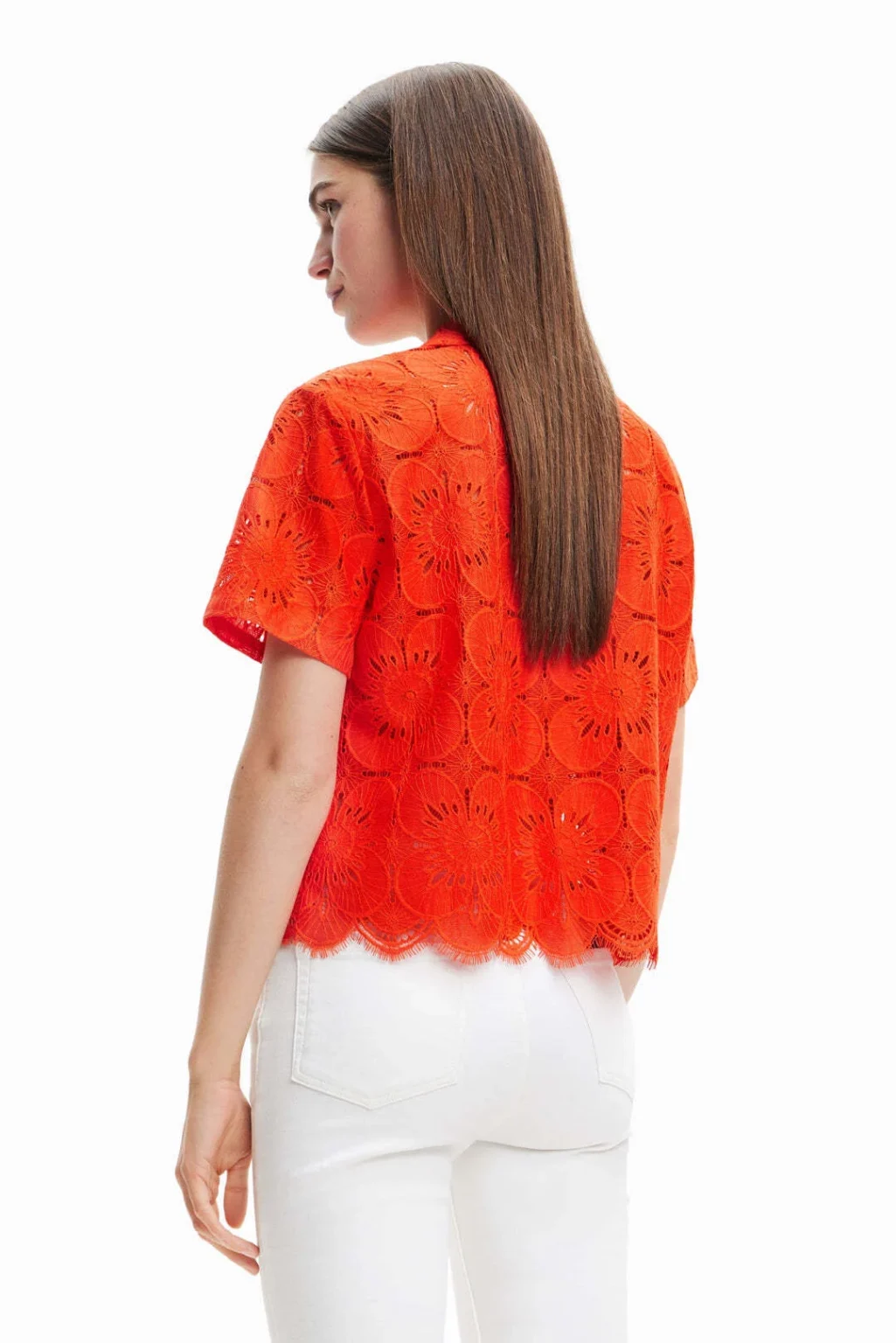 Image for Desigual Chemise à manches courtes en dentelle Rouge