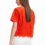 Thumbnail for Desigual Chemise à manches courtes en dentelle Rouge